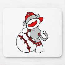 Sock Monkey Baseball T-shirts and Gifts Mouse Pads