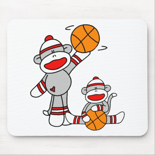 Sock Monkey Basketball Mouse Pads