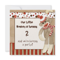 Sock Monkey, Birthday Party Invitation