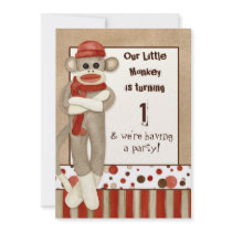 Sock Monkey, Birthday Party Invitation