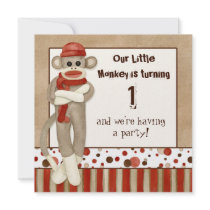 Sock Monkey, Birthday Party Invitation