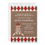 Sock Monkey Birthday Party Invitations