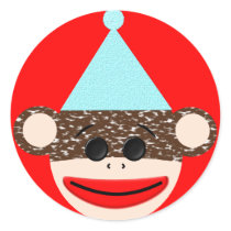 Sock Monkey Birthday Sticker