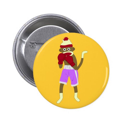 Sock Monkey Boxer Pinback Buttons