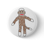 Sock monkey! pinback button