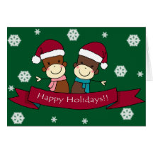 Sock Monkey Christmas Greeting Card