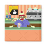 Sock Monkey Coffee Shop Barista magnets
