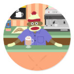 Sock Monkey Coffee Shop Barista stickers