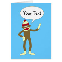Sock Monkey Customisable Comic Speech Bubble Card