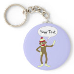 Sock Monkey Customisable Comic Speech Bubble keychains