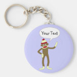 Sock Monkey Customisable Comic Speech Bubble Key Chains