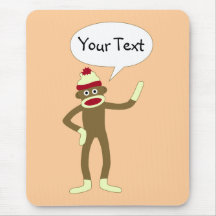 Sock Monkey Customisable Comic Speech Bubble Mouse Mats