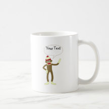 Sock Monkey Customisable Comic Speech Bubble Coffee Mug
