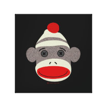 Sock Monkey Face Canvas Gallery Wrap Canvas