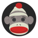 Sock Monkey Face Sticker