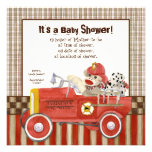 Sock Monkey, Fire Truck Boy Baby Shower Invitation