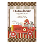 Sock Monkey, Fire Truck Boy Baby Shower Invitation
