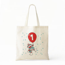 Sock Monkey First Birthday Canvas Bag