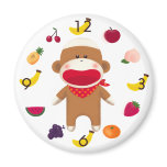 Sock Monkey Fruit Basket Magnet