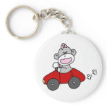 Sock Monkey Girl in Red Car keychains
