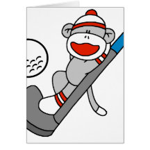 Sock Monkey  Golf Greeting Card