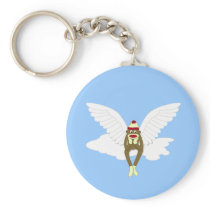 Sock Monkey Guardian Angel Key Chain