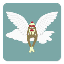 Sock Monkey Guardian Angel Sticker