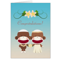 Sock Monkey Hawaiian Wedding カード