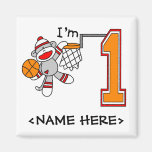 Sock Monkey Hoops 1st Birthday Magnets
