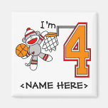 Sock Monkey Hoops 4th Birthday Magnets