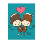 Sock Monkey Hugz Postcard