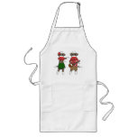 Sock Monkey Hula Luau Couple - Long Apron