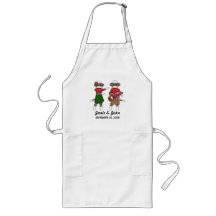 Sock Monkey Hula Luau Couple Long Apron(customise)