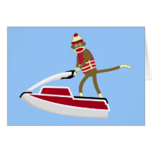 Sock Monkey Jetski Card