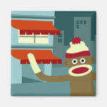 Sock Monkey Lounge Night Magnet