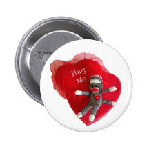 Sock Monkey Love #7 Hug Me Pinback Button