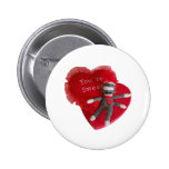 Sock Monkey Love #8 Heart You're Sweet Pinback Button