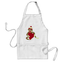Sock Monkey Love Heart Aprons