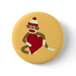 Sock Monkey Love Heart buttons
