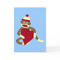 Sock Monkey Love Heart Card