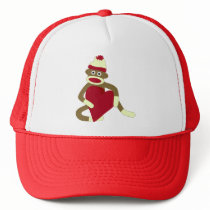 Sock Monkey Love Heart Trucker Hat