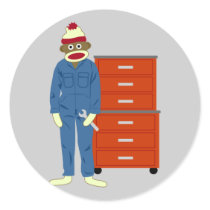Sock Monkey Mechanic Stickers