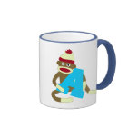 Sock Monkey Monogram Boy A Coffee Mugs