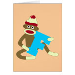 Sock Monkey Monogram Boy F Greeting Cards