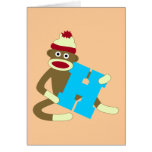 Sock Monkey Monogram Boy H Greeting Cards