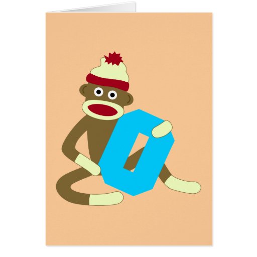 Sock Monkey Monogram Boy O Cards