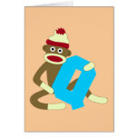 Sock Monkey Monogram Boy Q Card