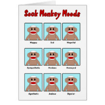 Sock Monkey Moods Note Card