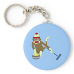 Sock Monkey Olympic Curling keychains