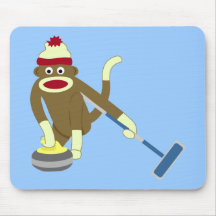 Sock Monkey Olympic Curling Mouse Mats
